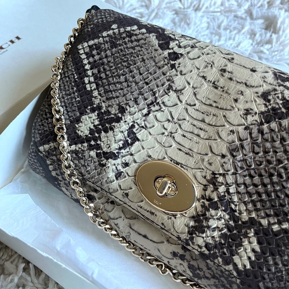 Coach Python-embossed Mini Ruby Crossbody Handbag/Clutch with Gold Chain - Picture 6 of 8